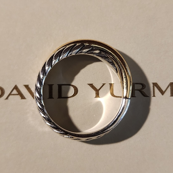 David Yurman Crossover Sterling Silver & Gold Band Ring Size 7 - Picture 6 of 7